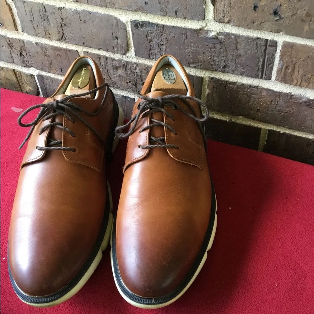 Johnston & Murphy Tan Leather Derby with White Sole